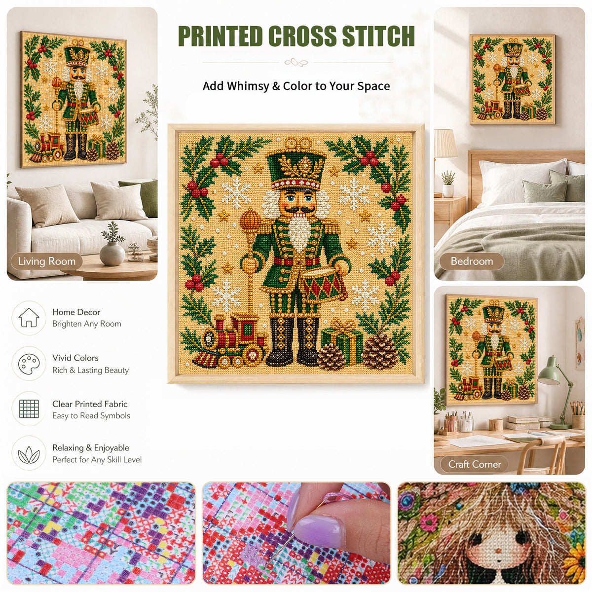 Christmas Nutcracker - Full 11CT Stamped Cross Stitch 45x45CM - Huacan