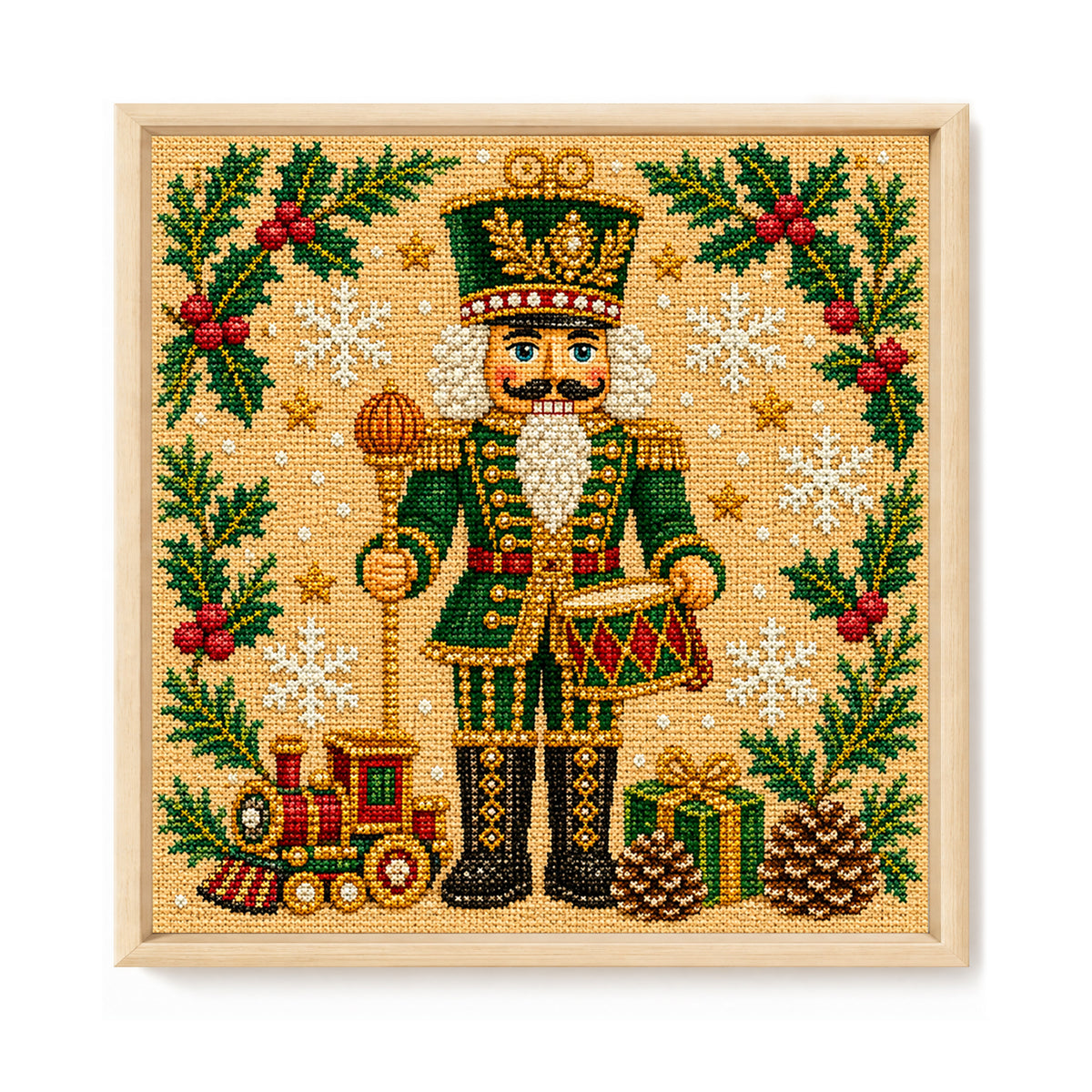 Christmas Nutcracker - Full 11CT Stamped Cross Stitch 45x45CM - Huacan