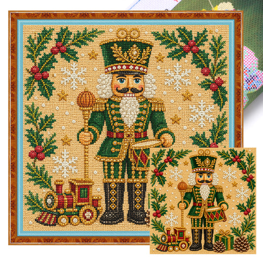 Weihnachts-Nussknacker - Vollständiges 11CT Stempel-Kreuzstich-Set 45x45CM - Huacan