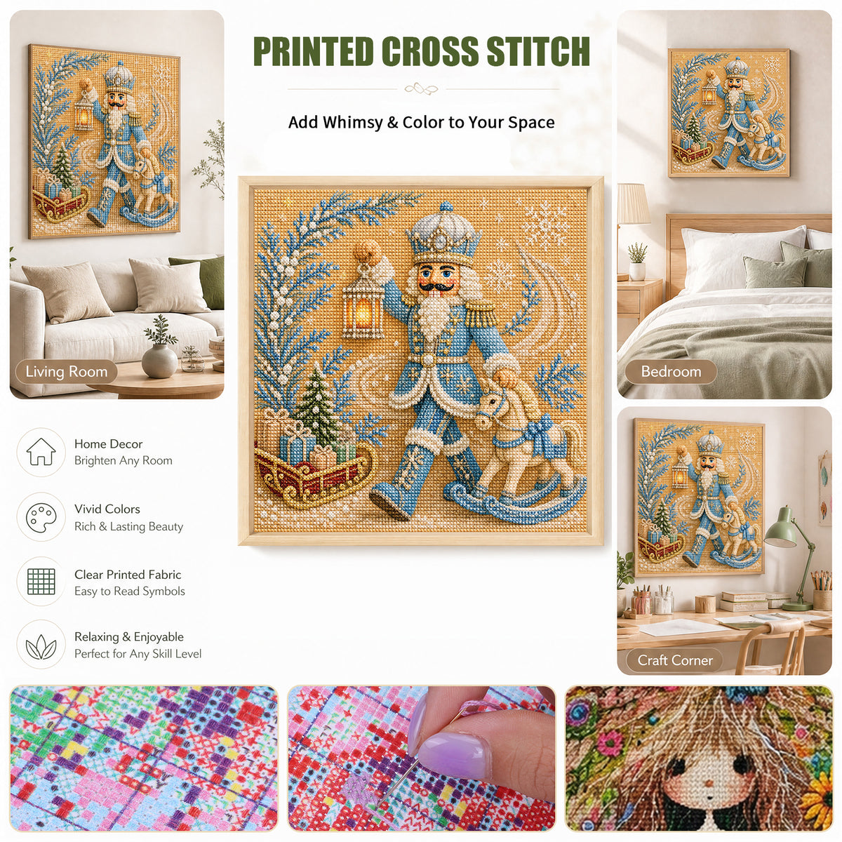 Nutcracker - Full 11CT Stamped Cross Stitch 45x45CM - Huacan