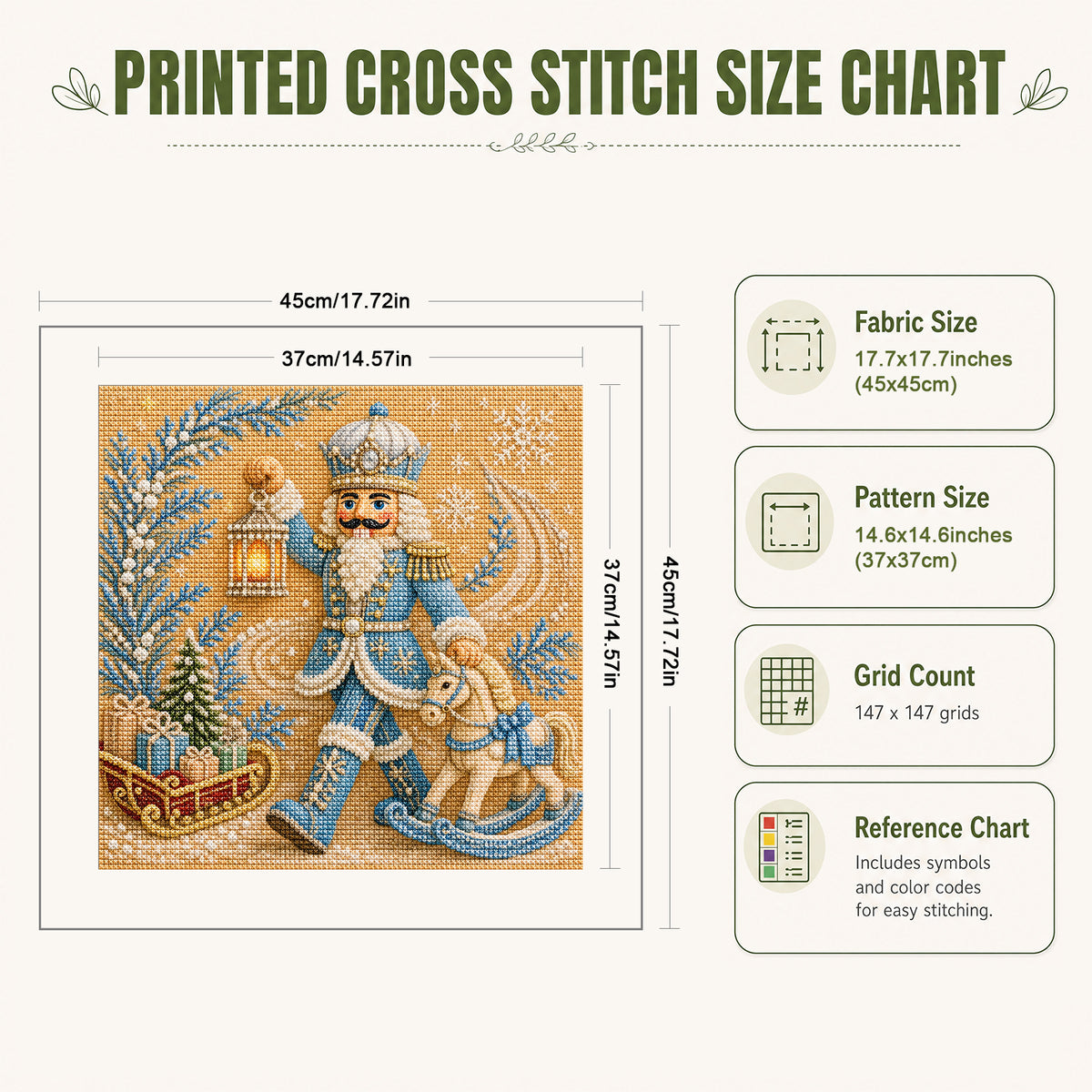 Nutcracker - Full 11CT Stamped Cross Stitch 45x45CM - Huacan