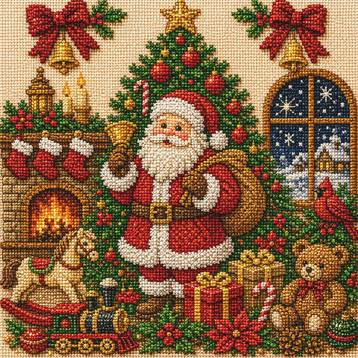 Weihnachtsmann - Vollständiges 11CT gestempeltes Kreuzstich-Set 45x45CM - Huacan