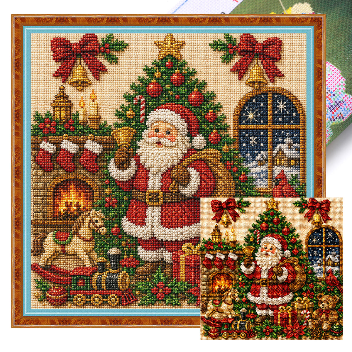 Weihnachtsmann - Vollständiges 11CT gestempeltes Kreuzstich-Set 45x45CM - Huacan
