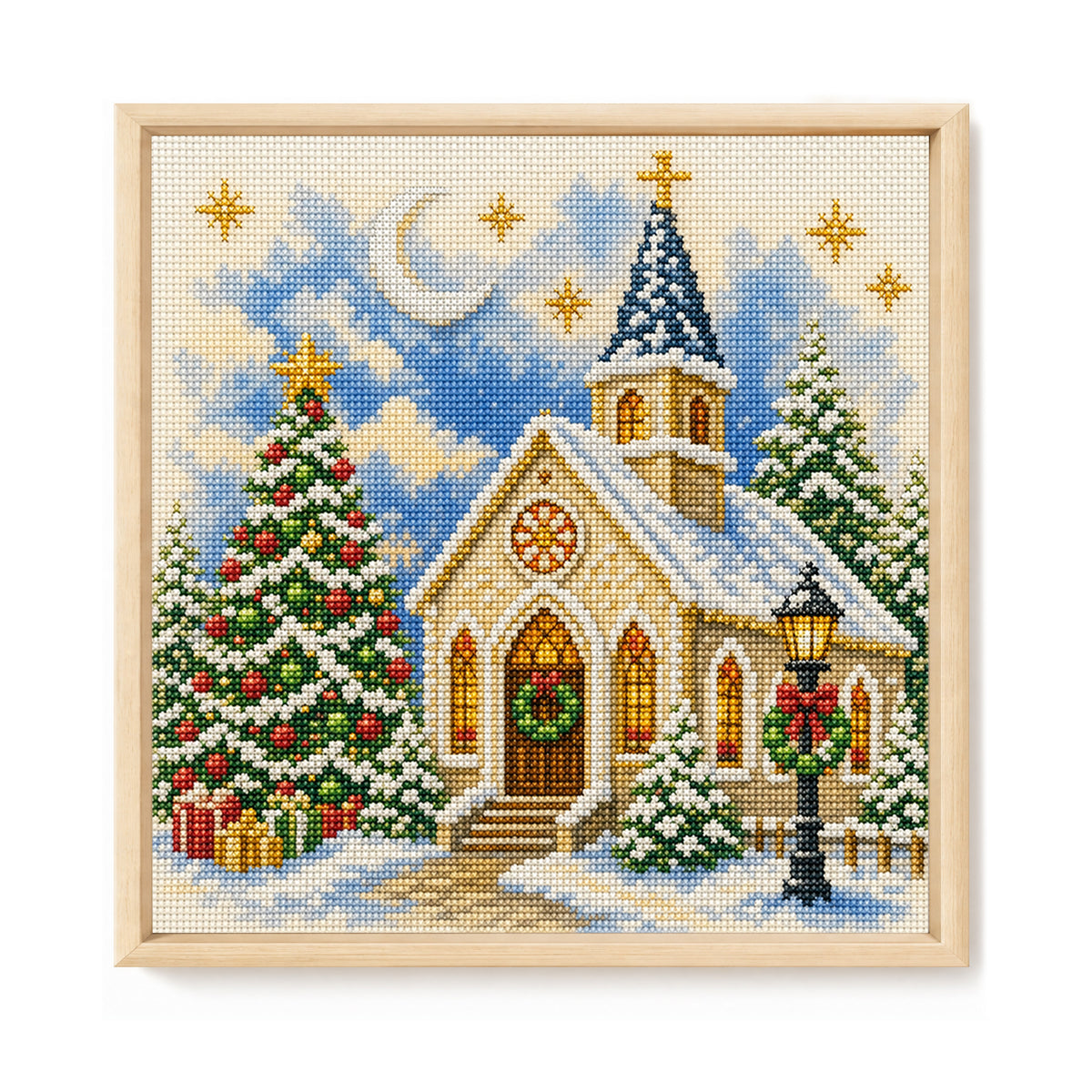 Weihnachtskirche – Vollständiges 11CT Stempel-Kreuzstich-Set 45x45CM – Huacan