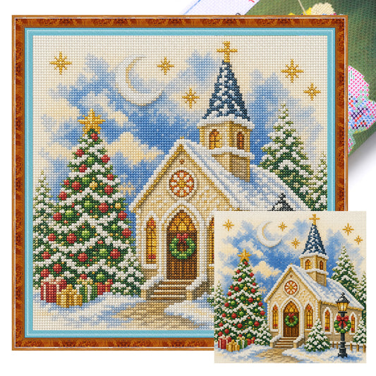 Weihnachtskirche – Vollständiges 11CT Stempel-Kreuzstich-Set 45x45CM – Huacan