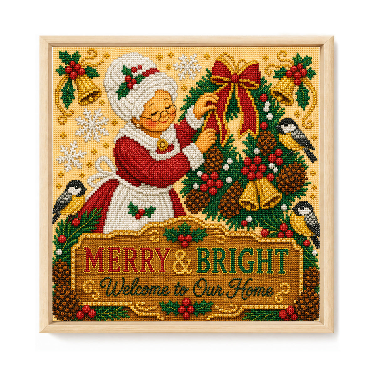 Mrs. Claus Merry - Full 11CT Stamped Cross Stitch 45x45CM - Huacan