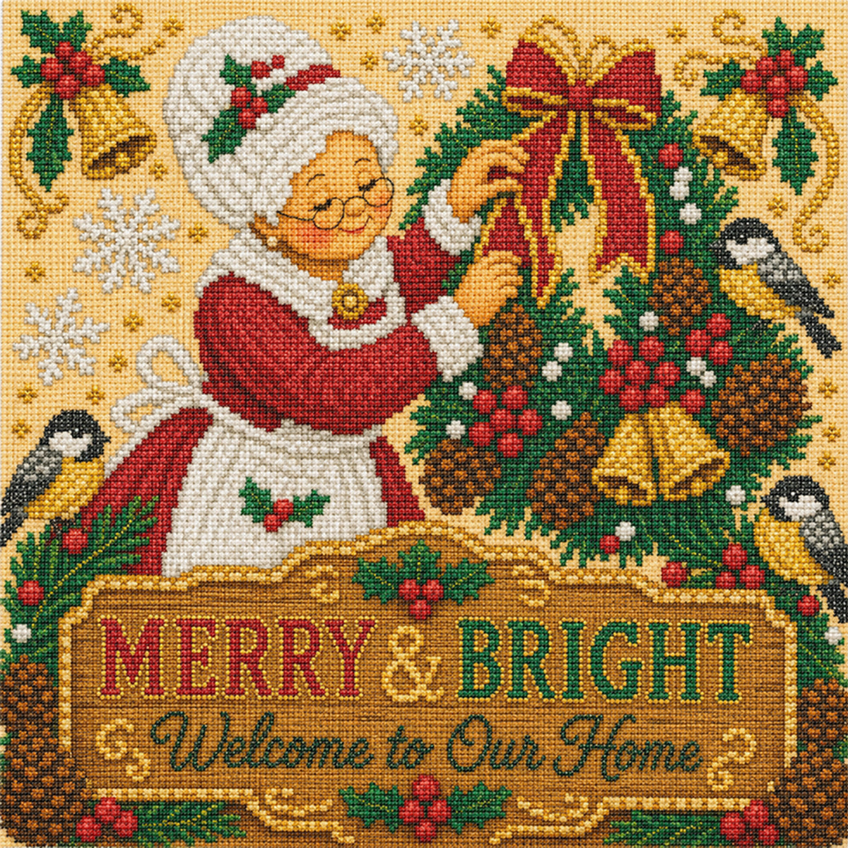 Mrs. Claus Merry - Full 11CT Stamped Cross Stitch 45x45CM - Huacan