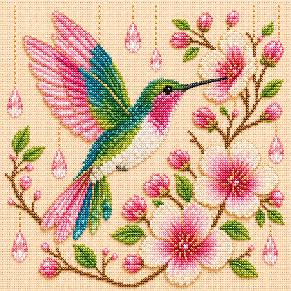 Kolibri - Vollständiges 14CT gestempeltes Kreuzstich-Set 30x30CM - Huacan
