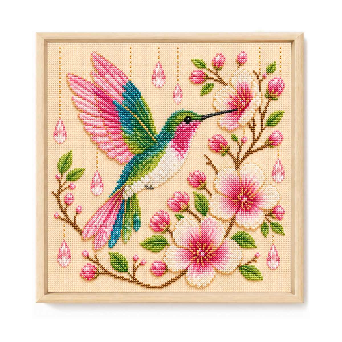 Kolibri - Vollständiges 14CT gestempeltes Kreuzstich-Set 30x30CM - Huacan