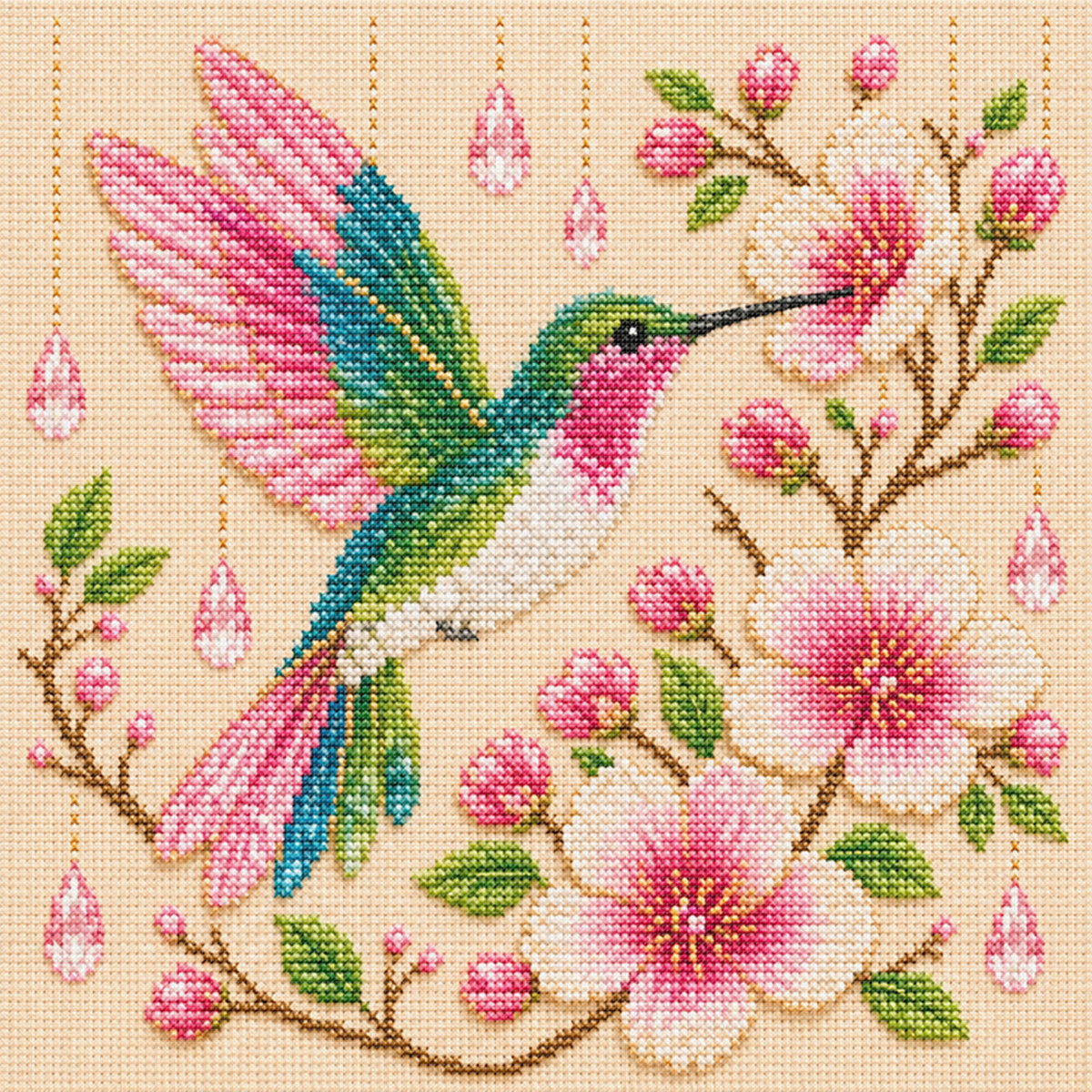 Kolibri - Vollständiges 14CT gestempeltes Kreuzstich-Set 30x30CM - Huacan