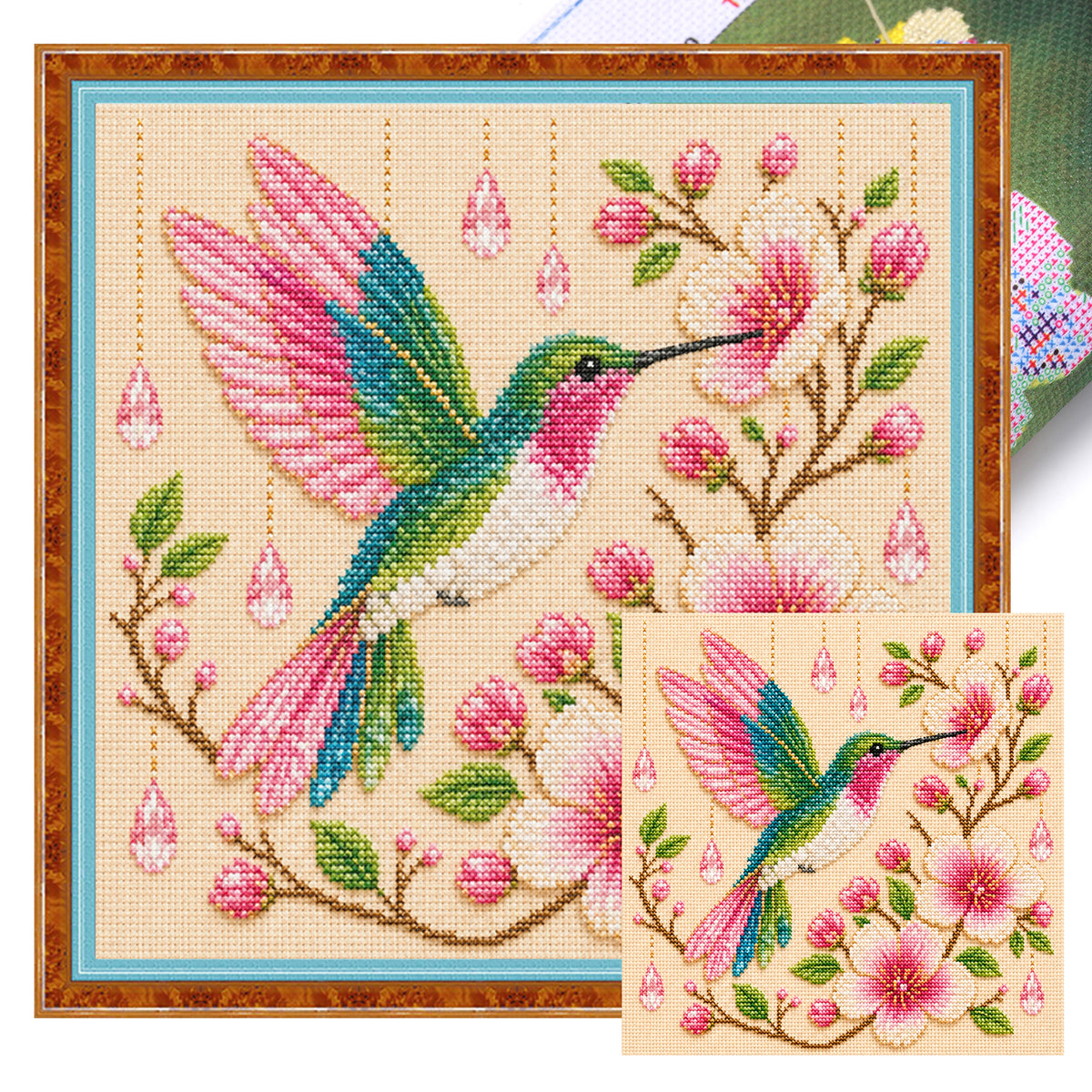 Kolibri - Vollständiges 14CT gestempeltes Kreuzstich-Set 30x30CM - Huacan