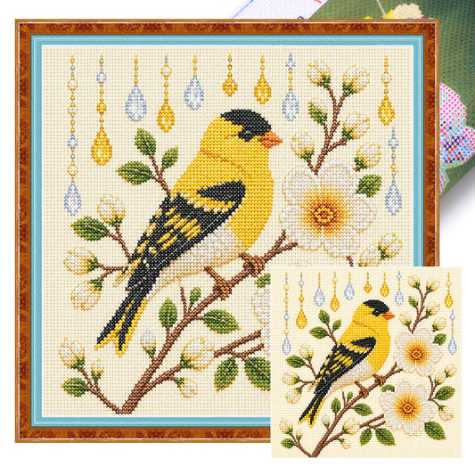 Goldfinch - Full 14CT Stamped Cross Stitch 30x30CM - Huacan