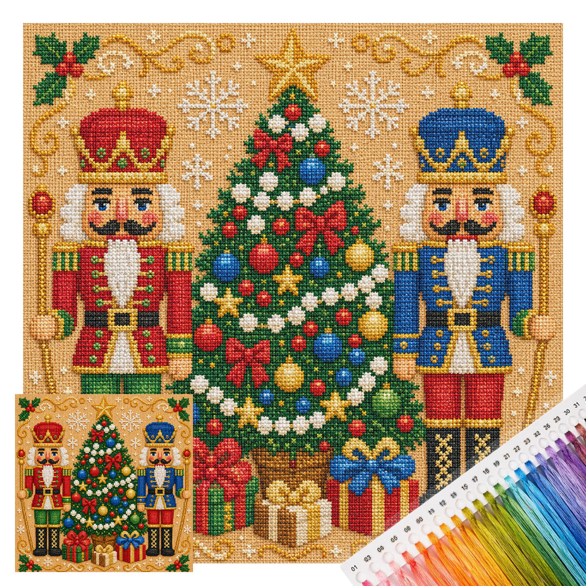 Nutcrackers - Full 14CT Stamped Cross Stitch 45x45CM - Huacan