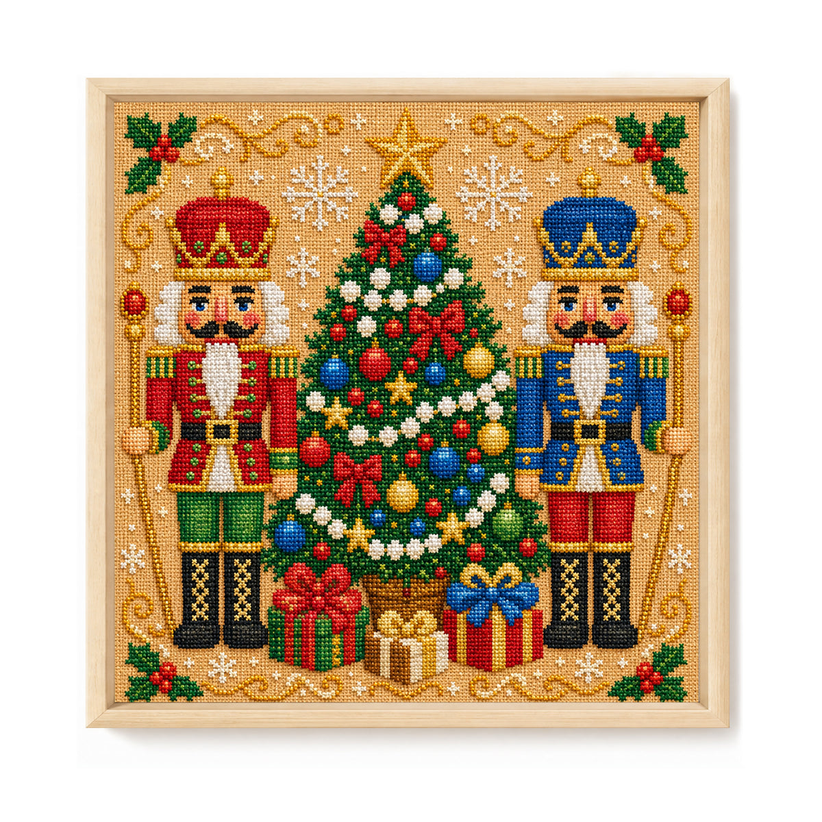 Nutcrackers - Full 14CT Stamped Cross Stitch 45x45CM - Huacan