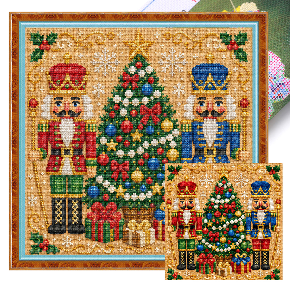 Nutcrackers - Full 14CT Stamped Cross Stitch 45x45CM - Huacan