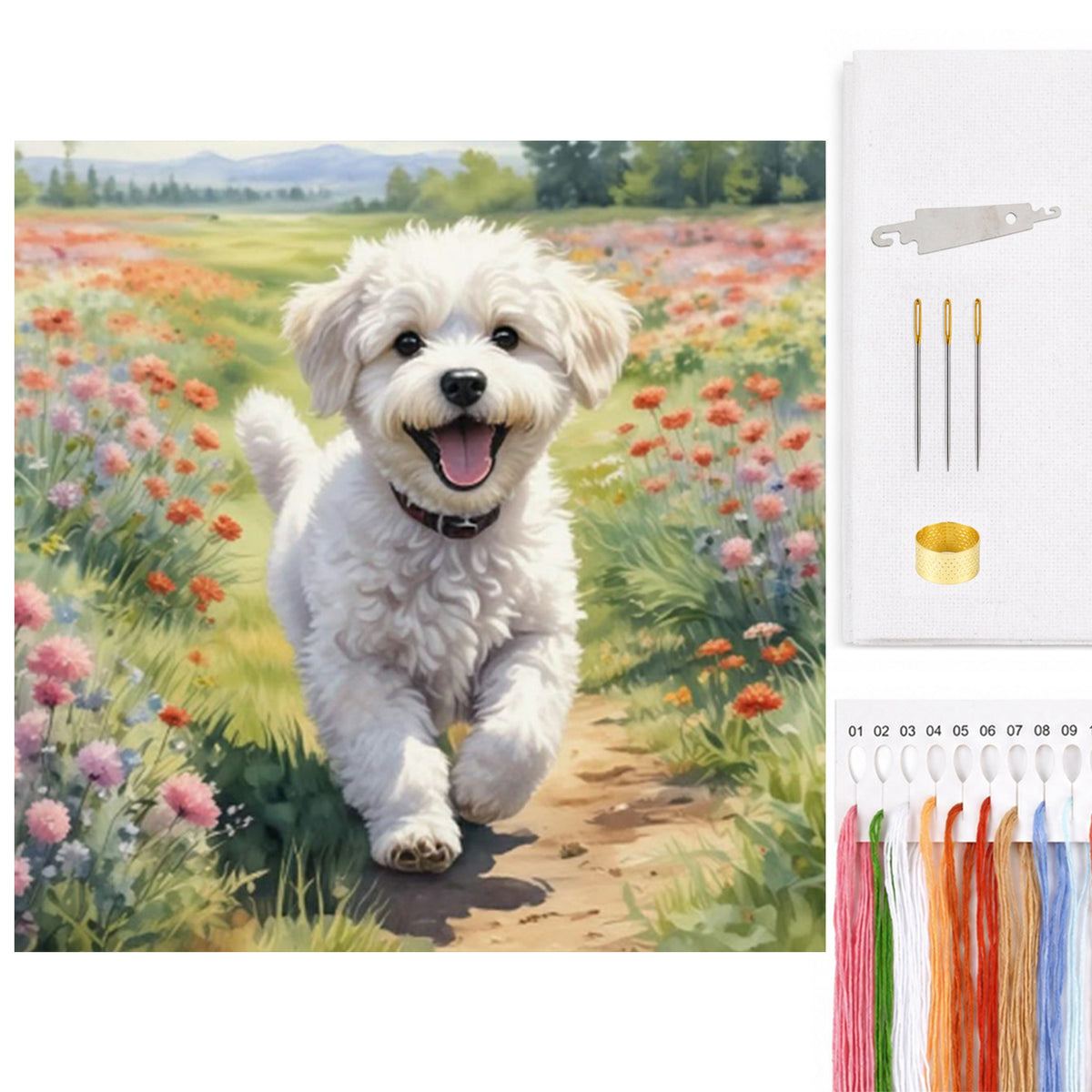 Wiesen-Welpe – Vollständiges 11CT Zählstickpackung 40*40cm – Yishu