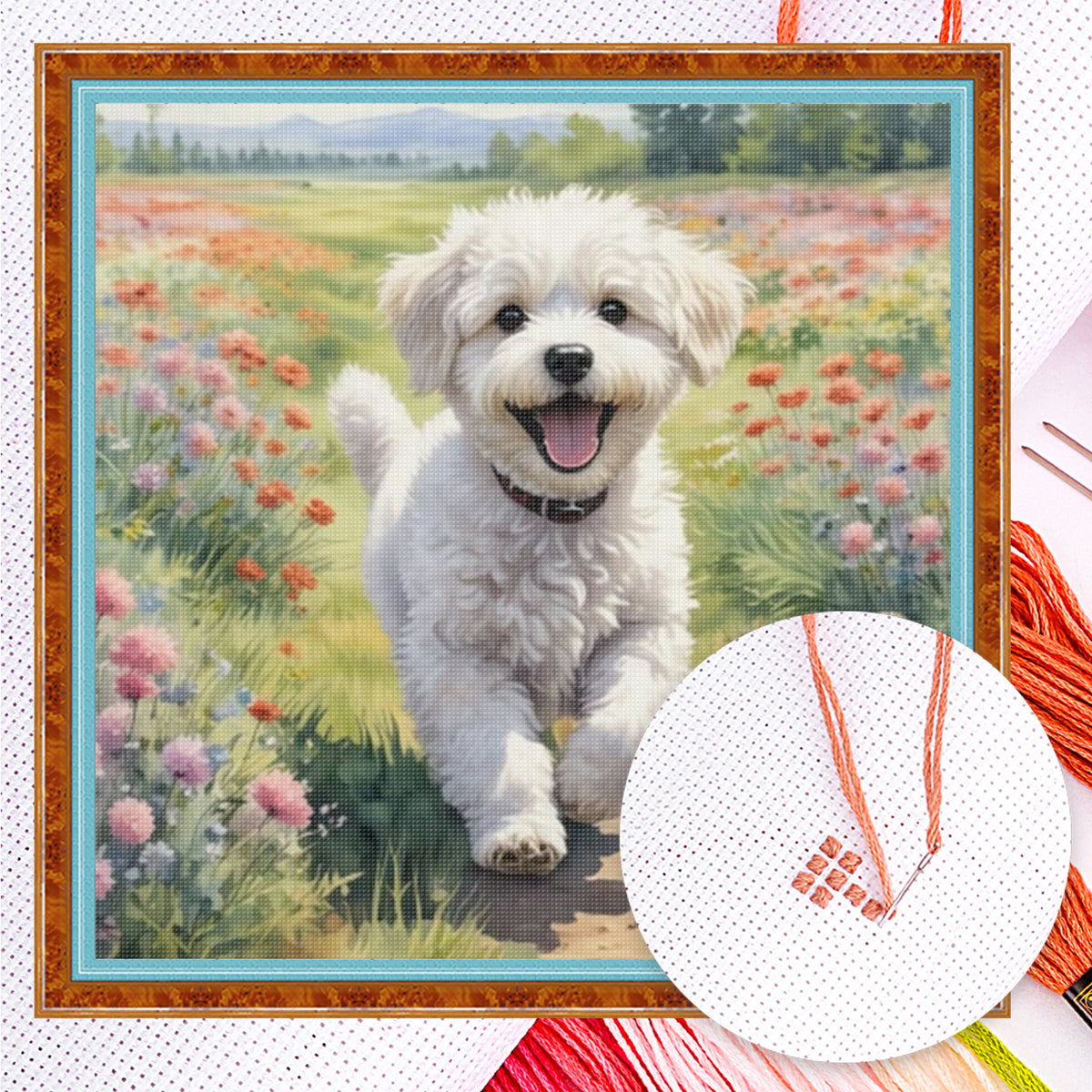 Wiesen-Welpe – Vollständiges 11CT Zählstickpackung 40*40cm – Yishu