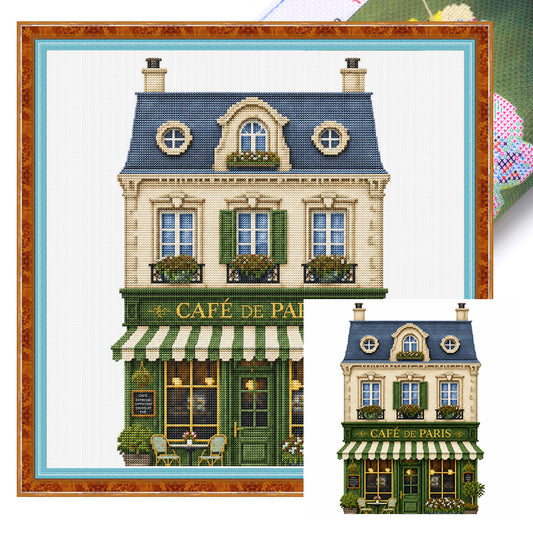 Pariser Café - Vollständiges 14CT gestempeltes Kreuzstich-Set 40x40CM - Huacan