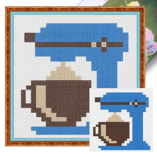 Vintage Kaffeemaschine - Vollständiges 14CT gestempeltes Kreuzstich-Set 40x40CM - Huacan