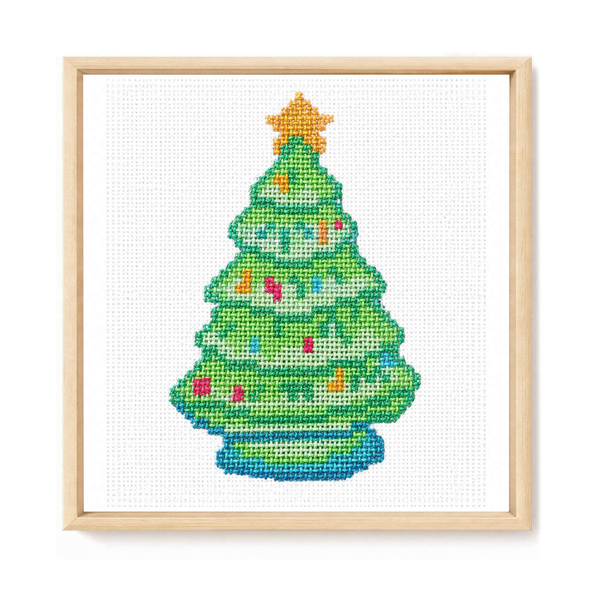 Geschmückter Weihnachtsbaum - Vollständiges 14CT Stempel-Kreuzstich-Set 40x40CM - Huacan