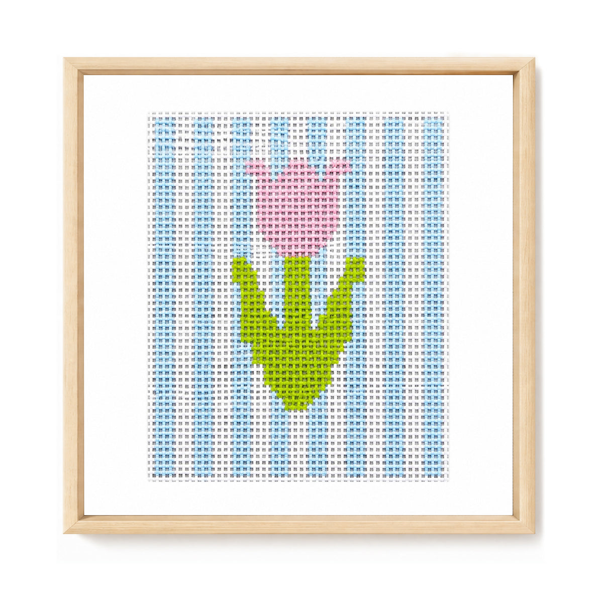 Tulpen vor gestreiftem Hintergrund - Vollständiges 14CT-Stempel-Kreuzstichset 40x40cm - Huacan
