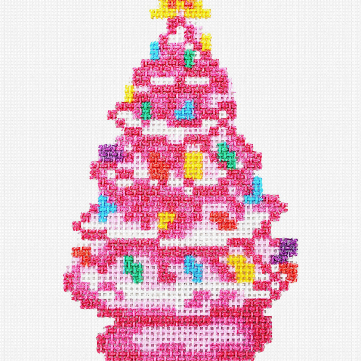 Rosa Weihnachtsbaum - Vollständiges 14CT gestempeltes Kreuzstich-Set 40x40CM - Huacan