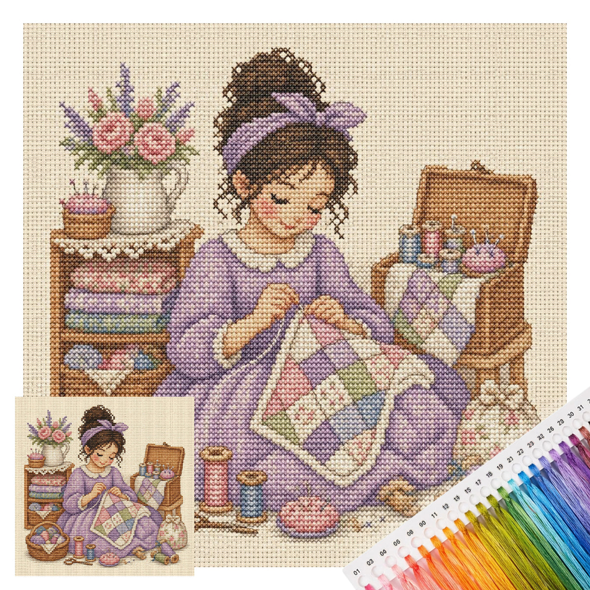 Quilt Craft – Vollständiges 14CT gestempeltes Kreuzstichset 30x30CM – Huacan
