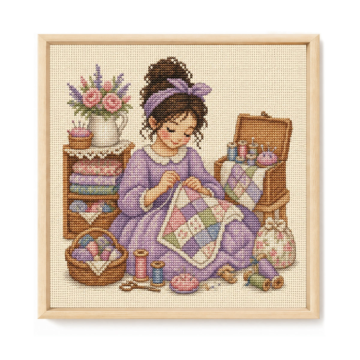 Quilt Craft – Vollständiges 14CT gestempeltes Kreuzstichset 30x30CM – Huacan