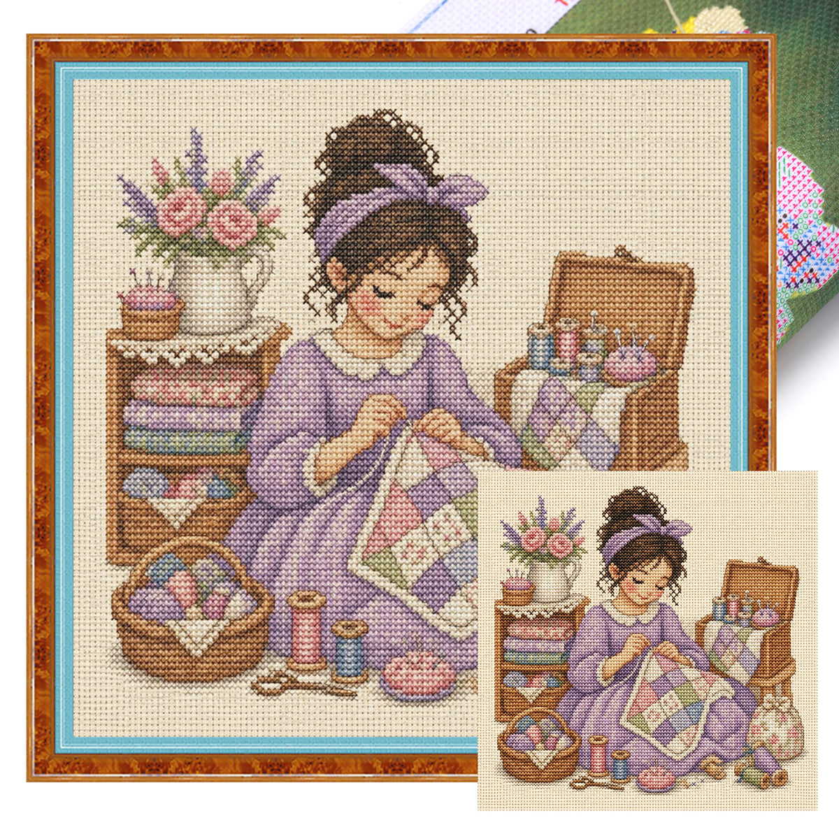 Quilt Craft – Vollständiges 14CT gestempeltes Kreuzstichset 30x30CM – Huacan