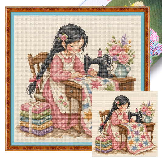 Sternen-Quilt – Vollständiges 14CT gestempeltes Kreuzstich-Set 30x30CM – Huacan