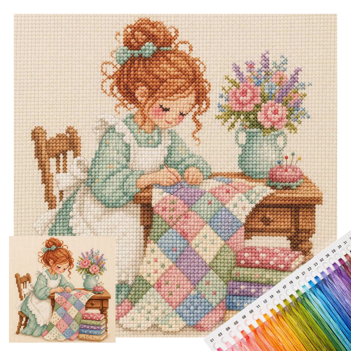 Quiet Stitch - Full 14CT Stamped Cross Stitch 30x30CM - Huacan