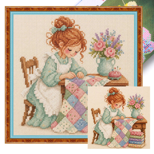 Quiet Stitch – Vollständiges 14CT gestempeltes Kreuzstich-Set 30x30CM – Huacan