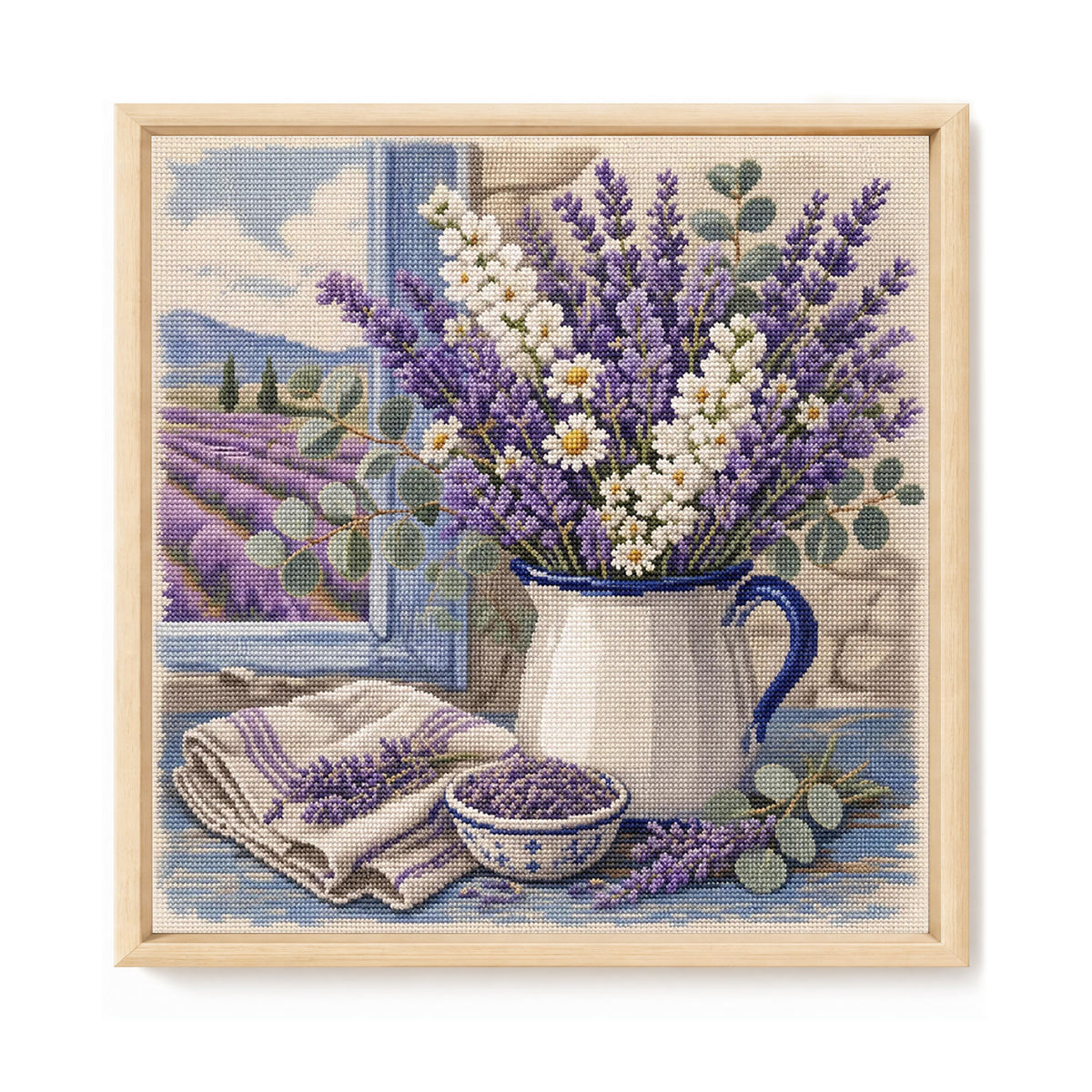 Lavender Moments - Full 11CT Stamped Cross Stitch 45x45CM - Huacan