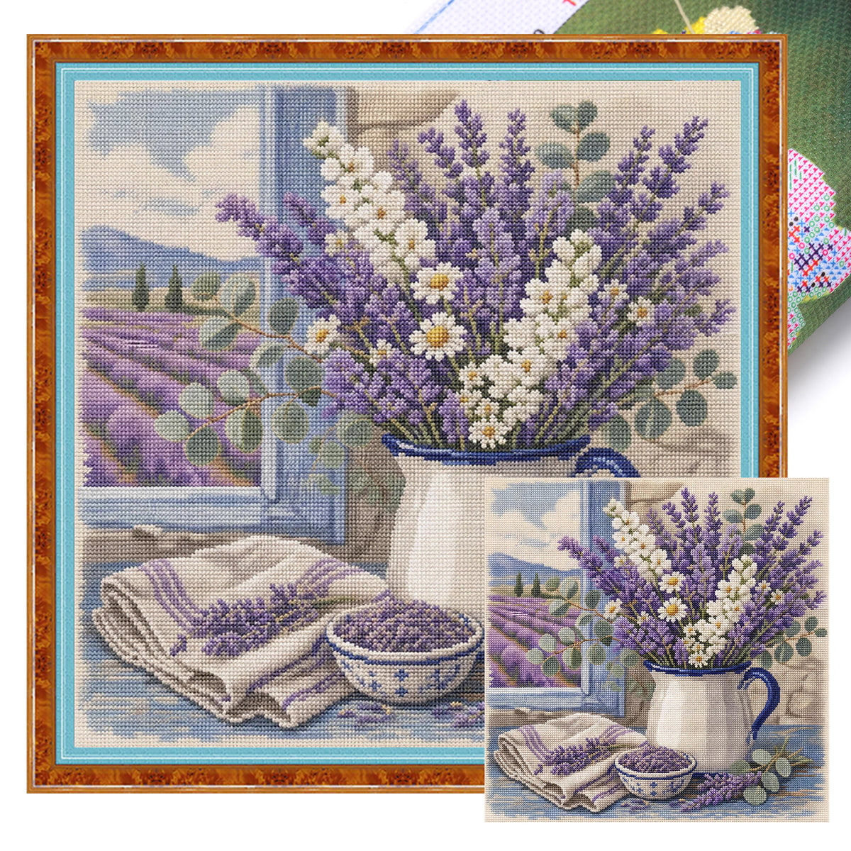 Lavender Moments - Full 11CT Stamped Cross Stitch 45x45CM - Huacan