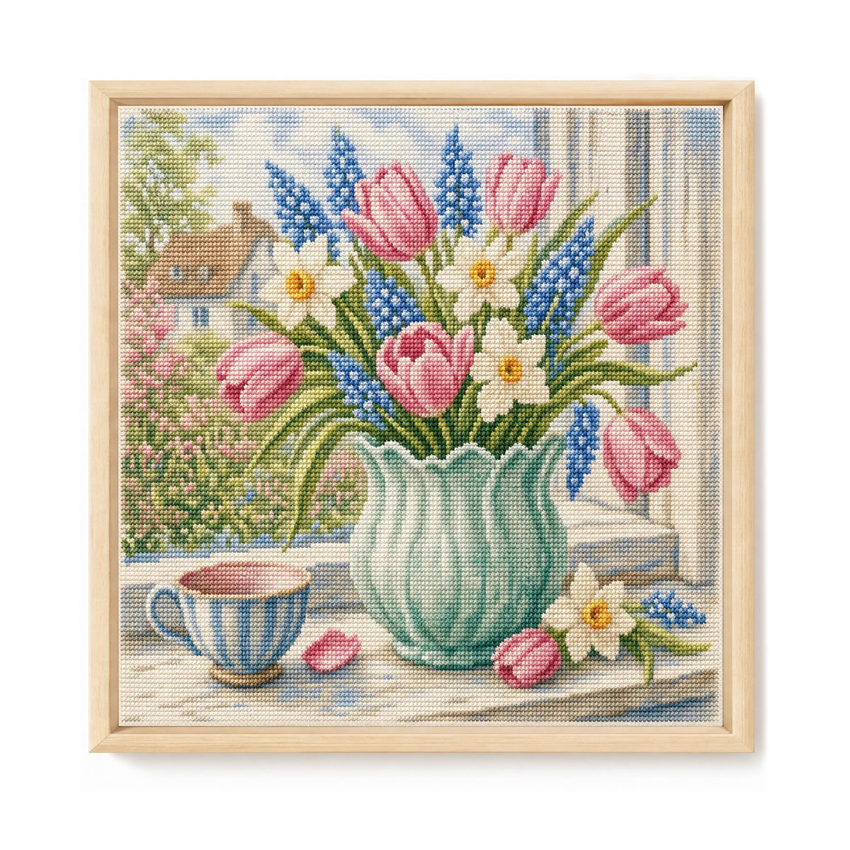 Frühlingstulpen - Vollständiges 11CT Stempel-Kreuzstich-Set 45x45 cm - Huacan