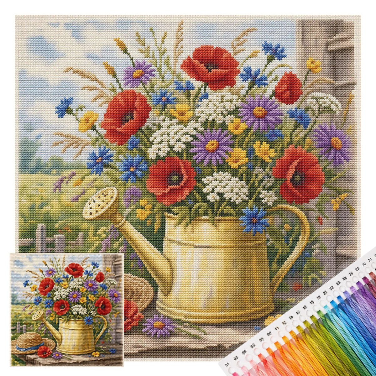 Wildflowers In Bloom - Full 11CT Stamped Cross Stitch 45x45CM - Huacan