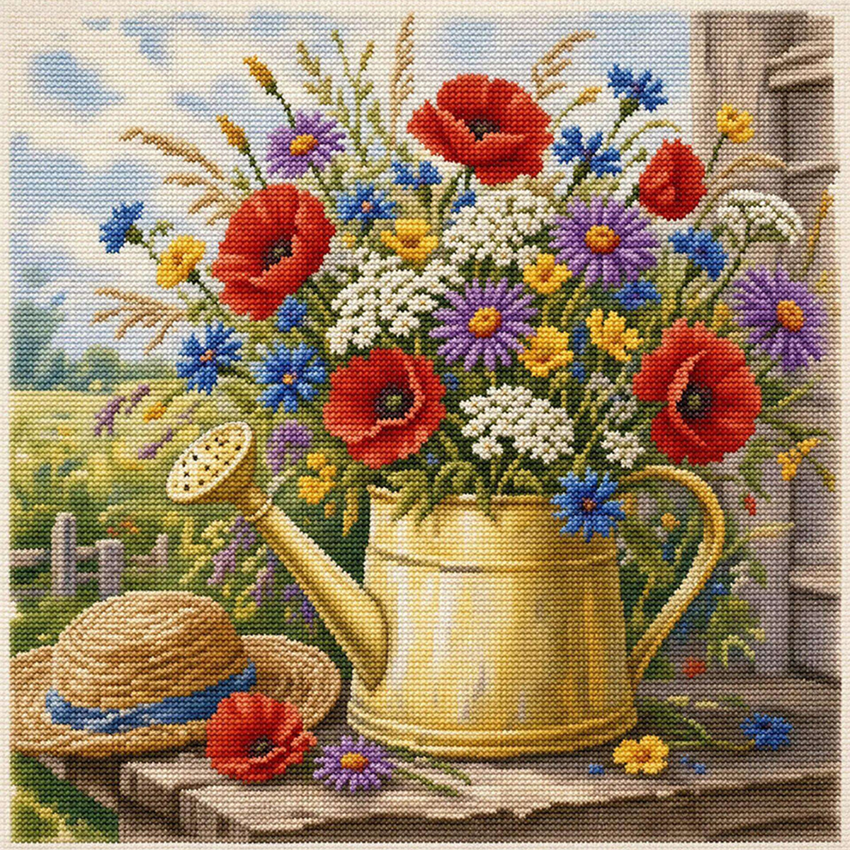 Wildflowers In Bloom - Full 11CT Stamped Cross Stitch 45x45CM - Huacan