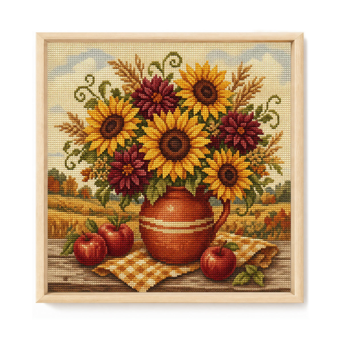 Autumn Sunflowers - Full 11CT Stamped Cross Stitch 45x45CM - Huacan