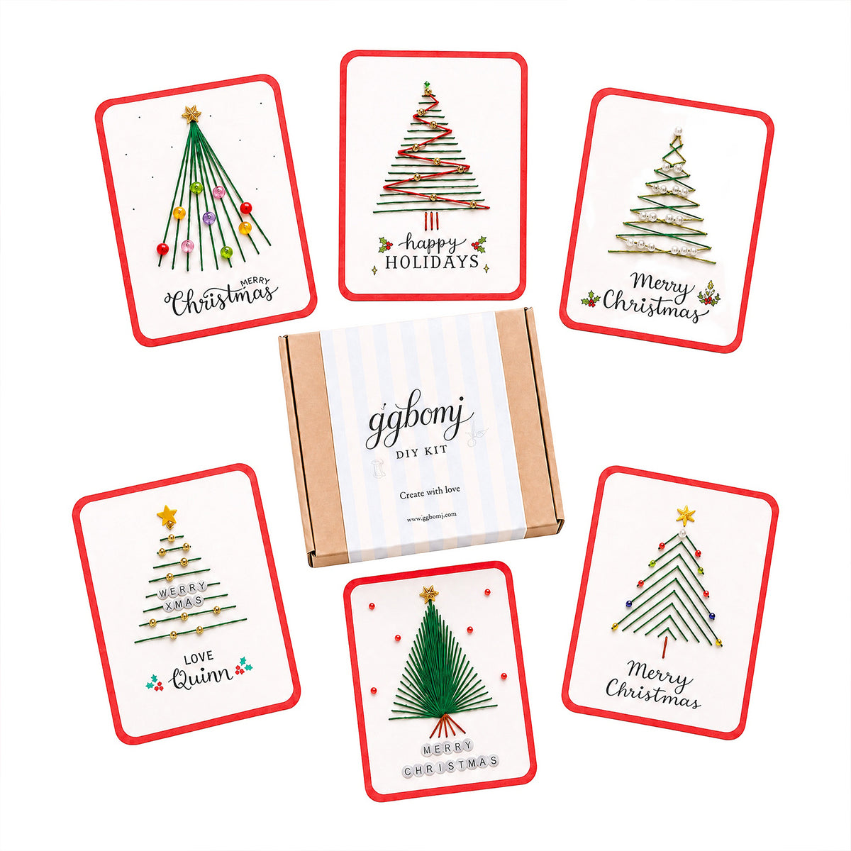 Handmade Holiday Card Embroidery Kit 6 Christmas Designs Included