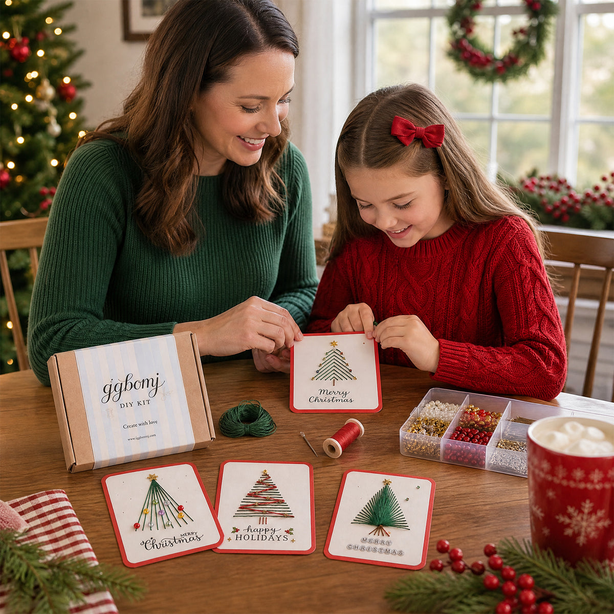 Handmade Holiday Card Embroidery Kit 6 Christmas Designs Included