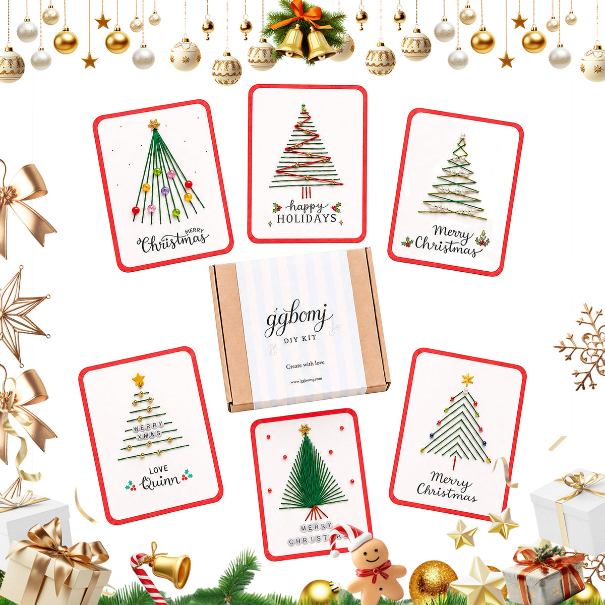 Handmade Holiday Card Embroidery Kit 6 Christmas Designs Included