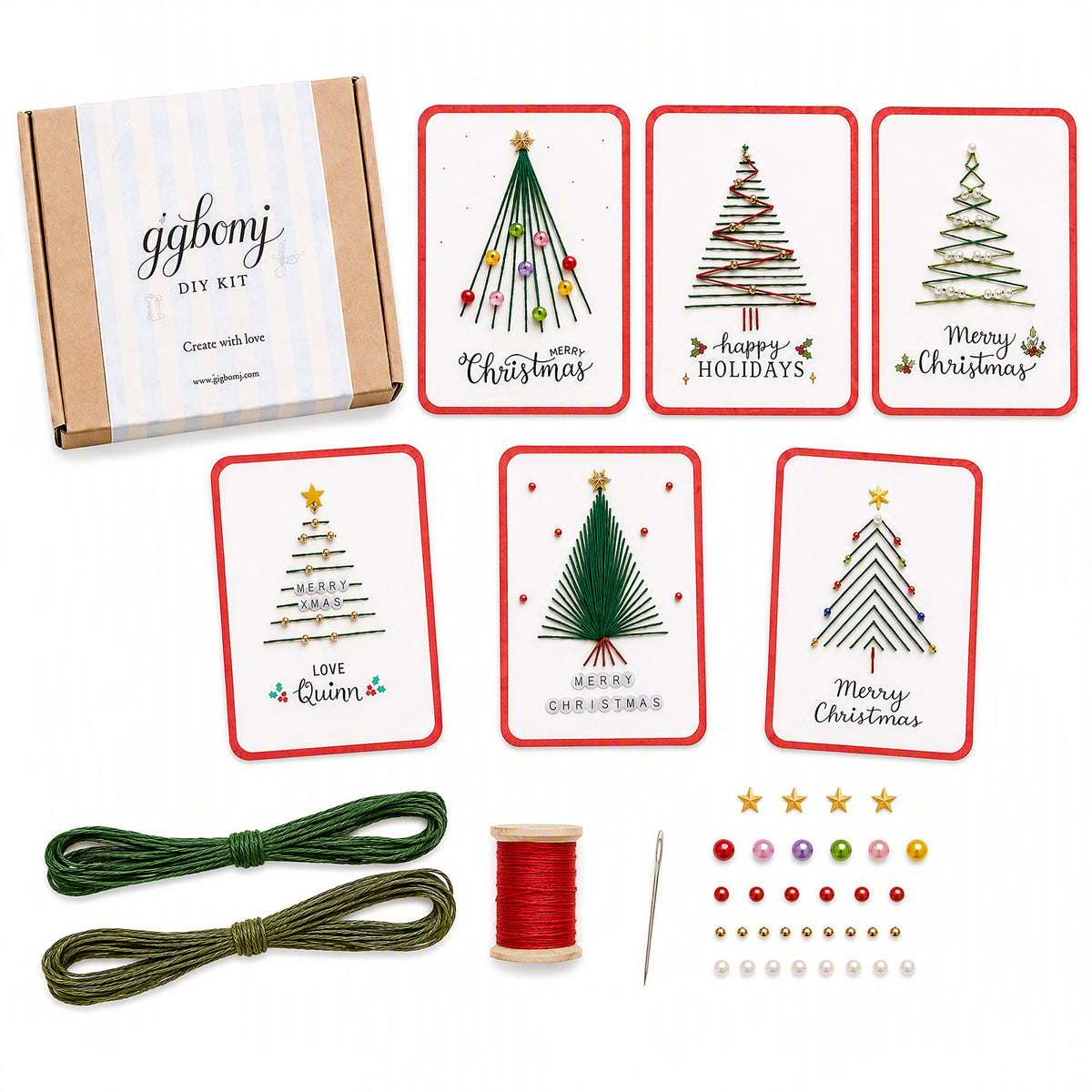 Handmade Holiday Card Embroidery Kit 6 Christmas Designs Included