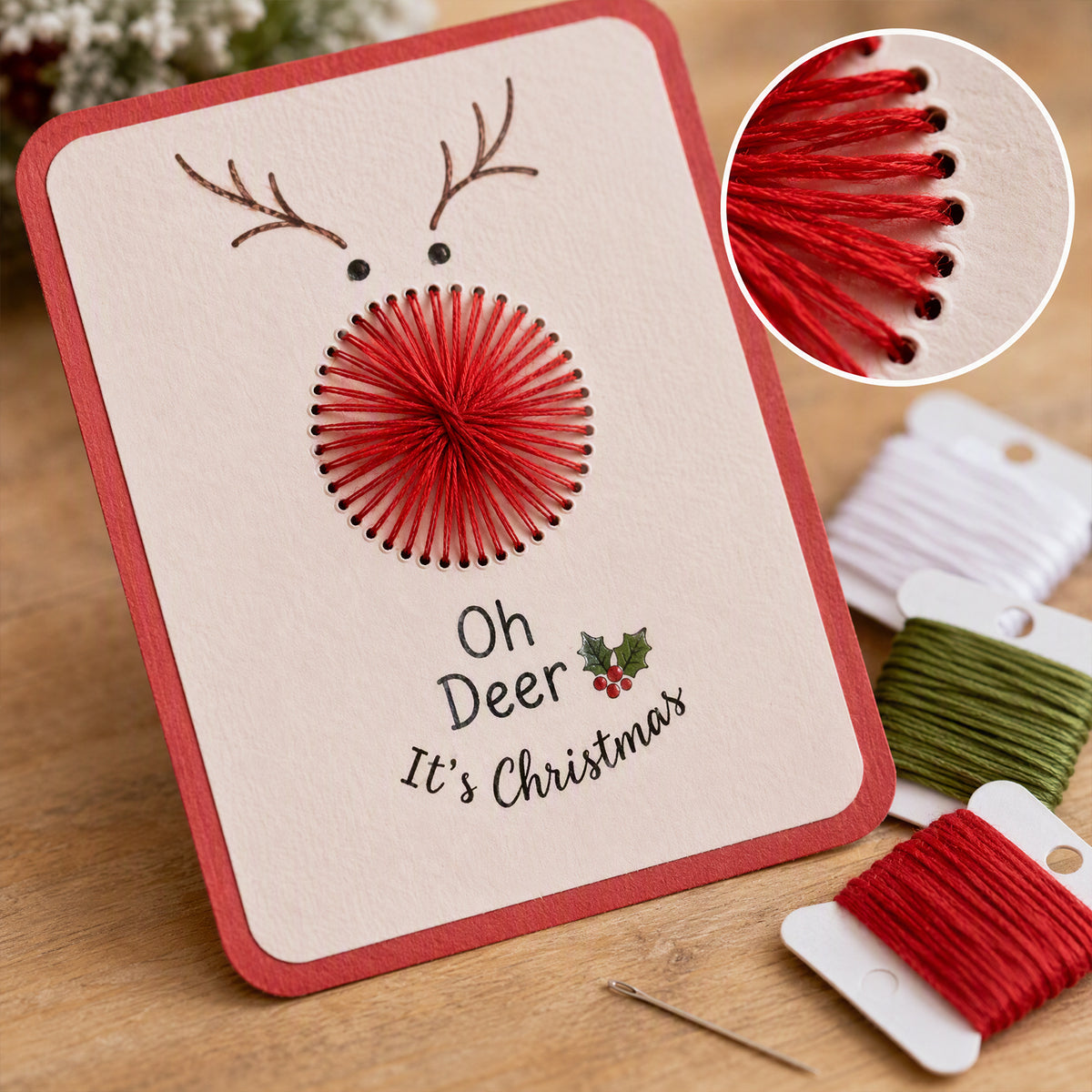 Christmas Card Embroidery Kit 6 Pack DIY String Art Style C