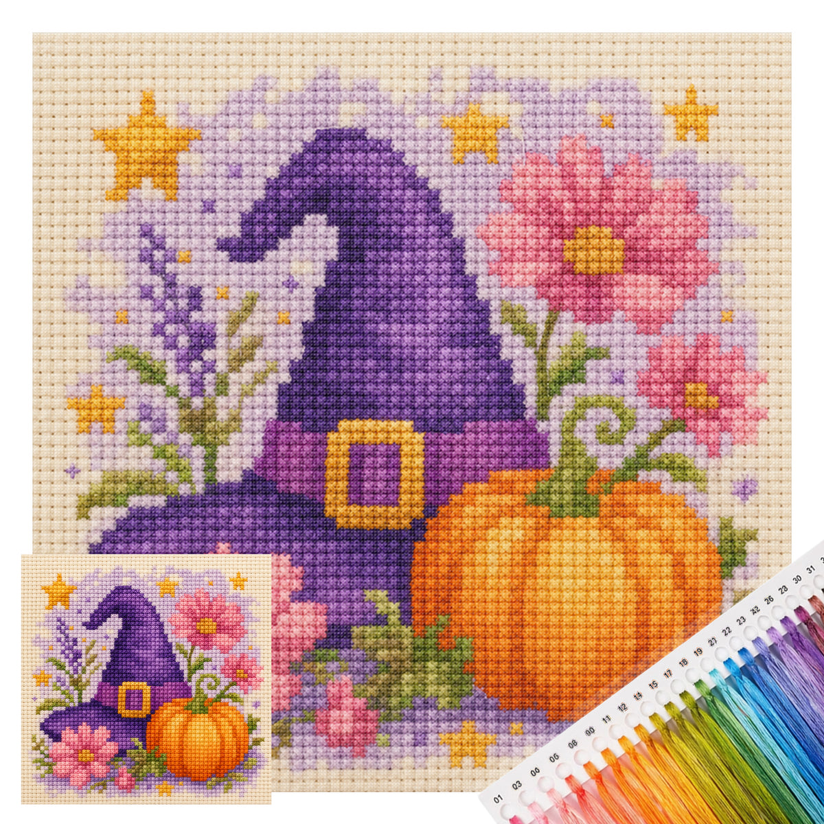 Magischer Kürbis – Vollständiges 14CT gestempeltes Kreuzstich-Set 30x30CM – Huacan