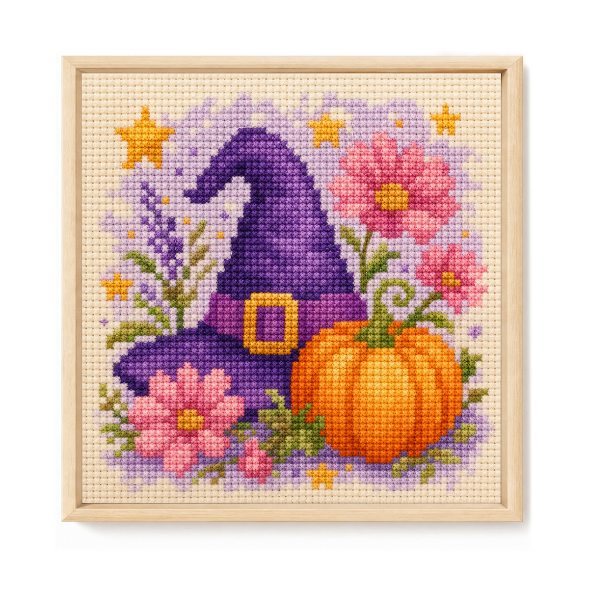 Magischer Kürbis – Vollständiges 14CT gestempeltes Kreuzstich-Set 30x30CM – Huacan