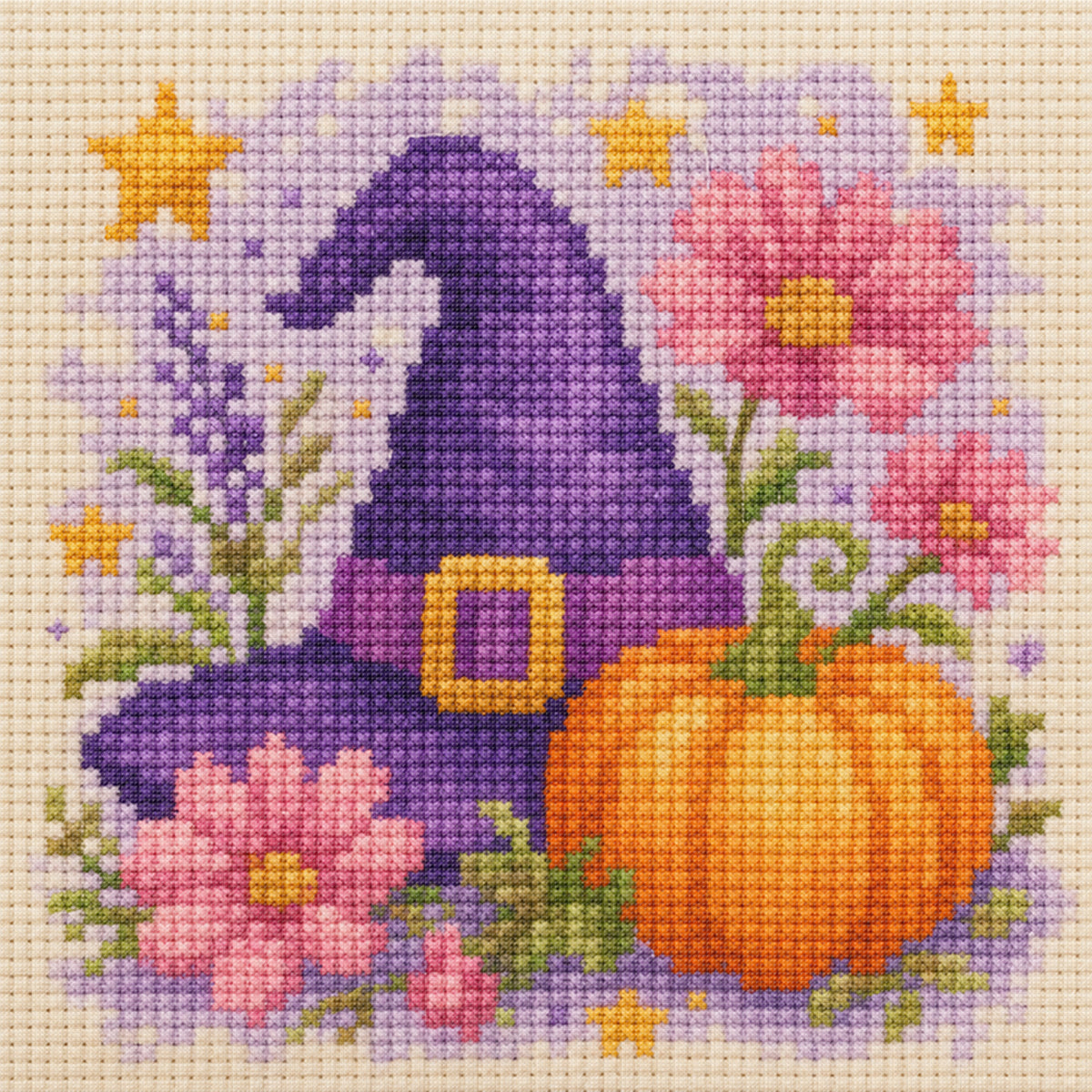 Magischer Kürbis – Vollständiges 14CT gestempeltes Kreuzstich-Set 30x30CM – Huacan
