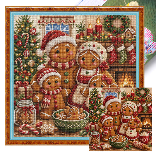 Ginger Family - Vollständiges 11CT gestempeltes Kreuzstich-Set 45x45CM - Huacan