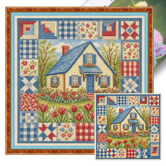 Blossom Home – Vollständiges 11CT gestempeltes Kreuzstich-Set 45x45CM – Huacan