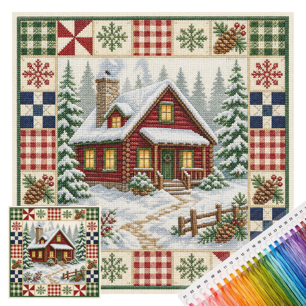 Snow Retreat - Full 11CT Stamped Cross Stitch 45x45CM - Huacan