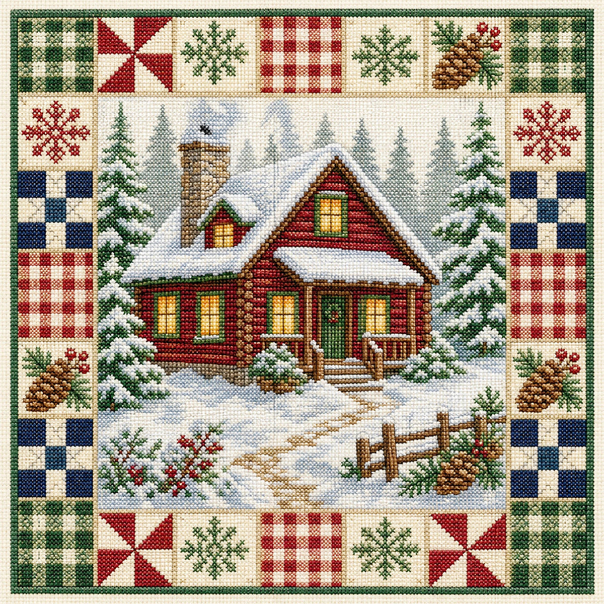 Snow Retreat - Full 11CT Stamped Cross Stitch 45x45CM - Huacan